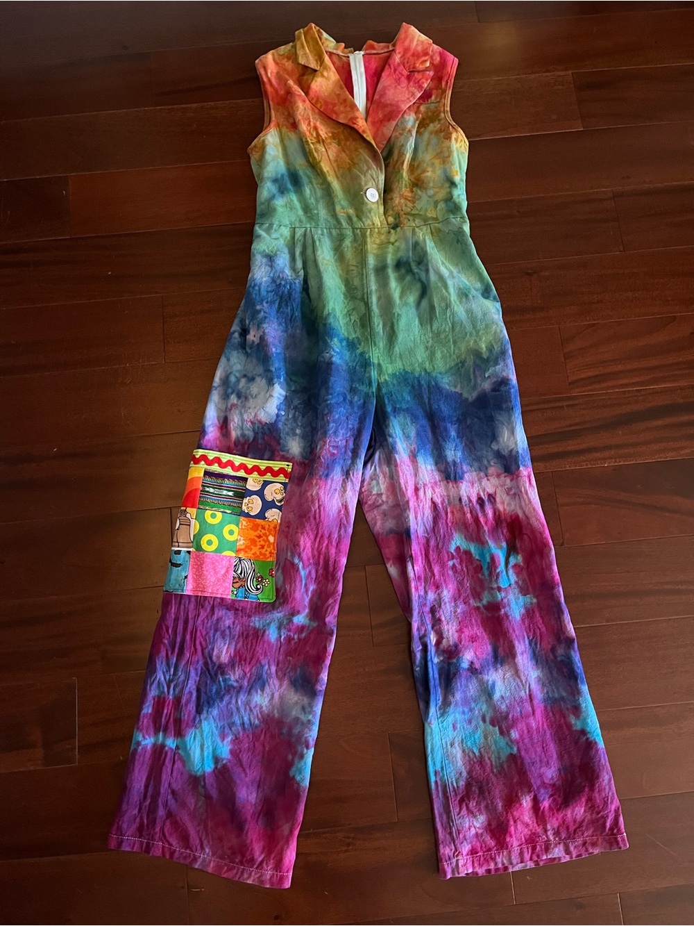 Rainbow Ice Dyed Partytime Suit with patchwork pocket for PHISH Festival 🌈⭕️🎉 - Picture 1 of 10